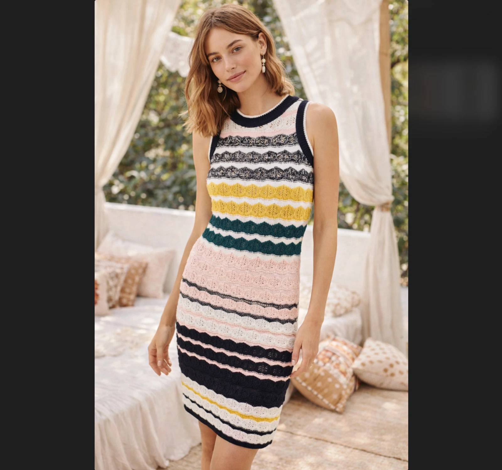 Anthro Akemi Kin Crochet Knit Dress XL April Sleeveless Striped Retro Fitted NWT
Opens in a new wind