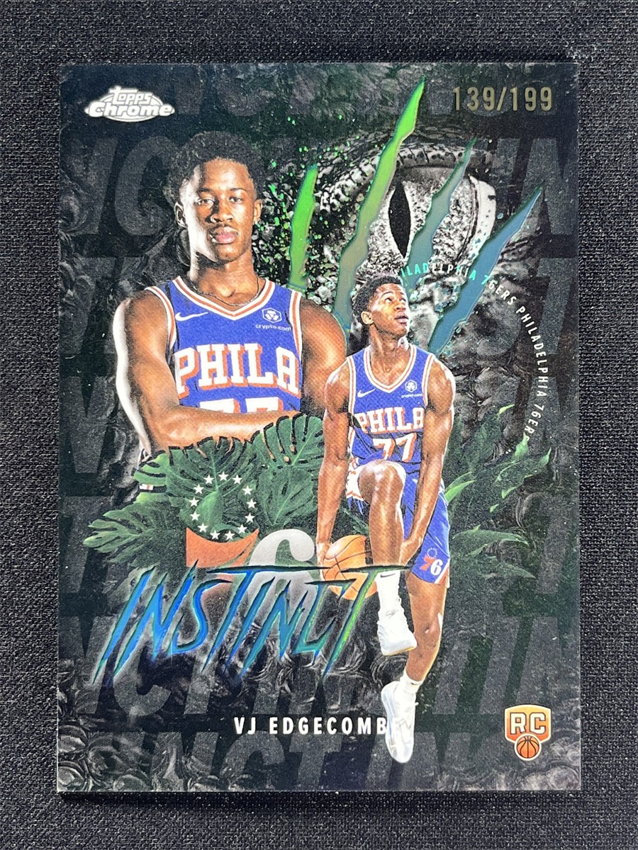 2025-26 Topps Chrome Vj Edgecombe #INS-13 Aqua Refractor Instinct Rookie RC /199