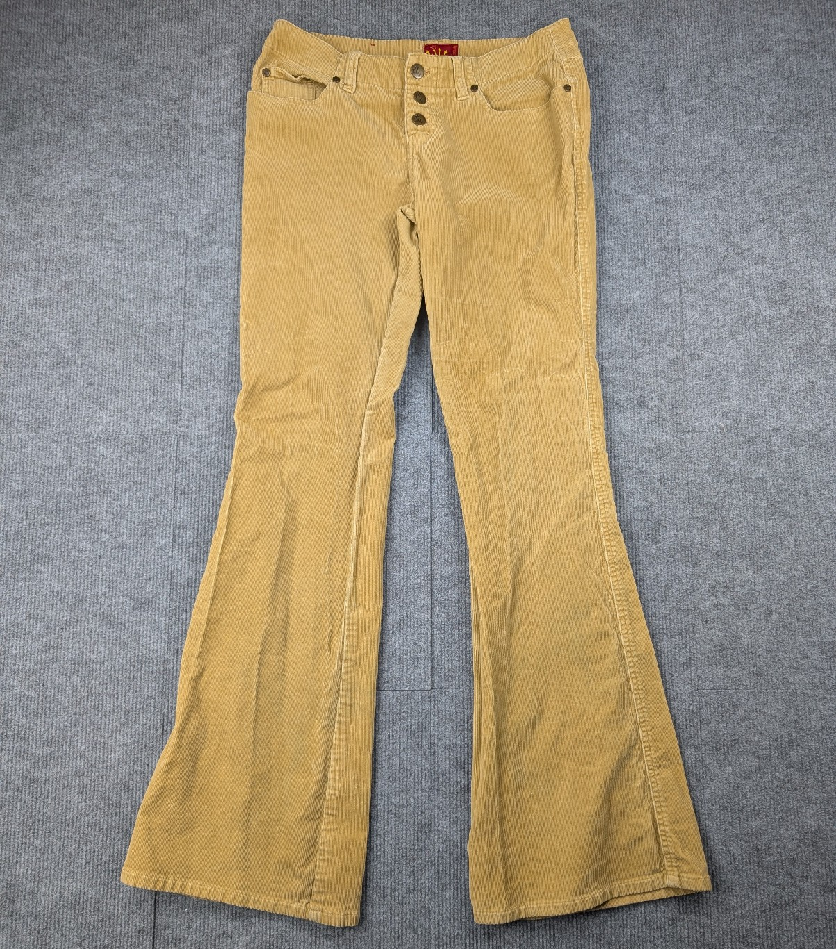 Vintage Y2K Low Rise Corduroy Flare Pants Womens 7 Tan Boot Cut Western 90s Jean
