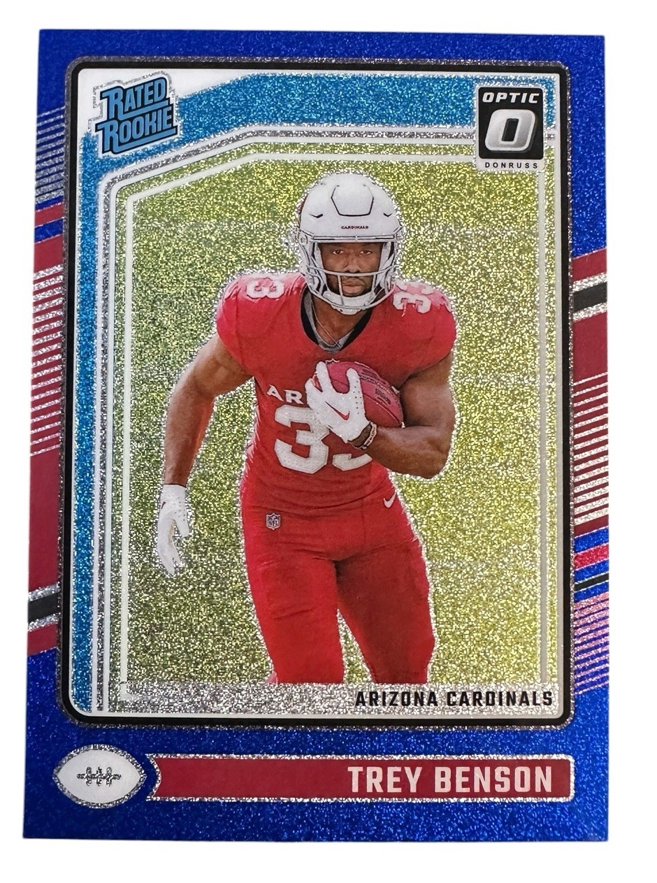 Trey Benson Blue Glitter Rated Rookie 2024 Donruss Optic RC #293 CASE HIT SSP