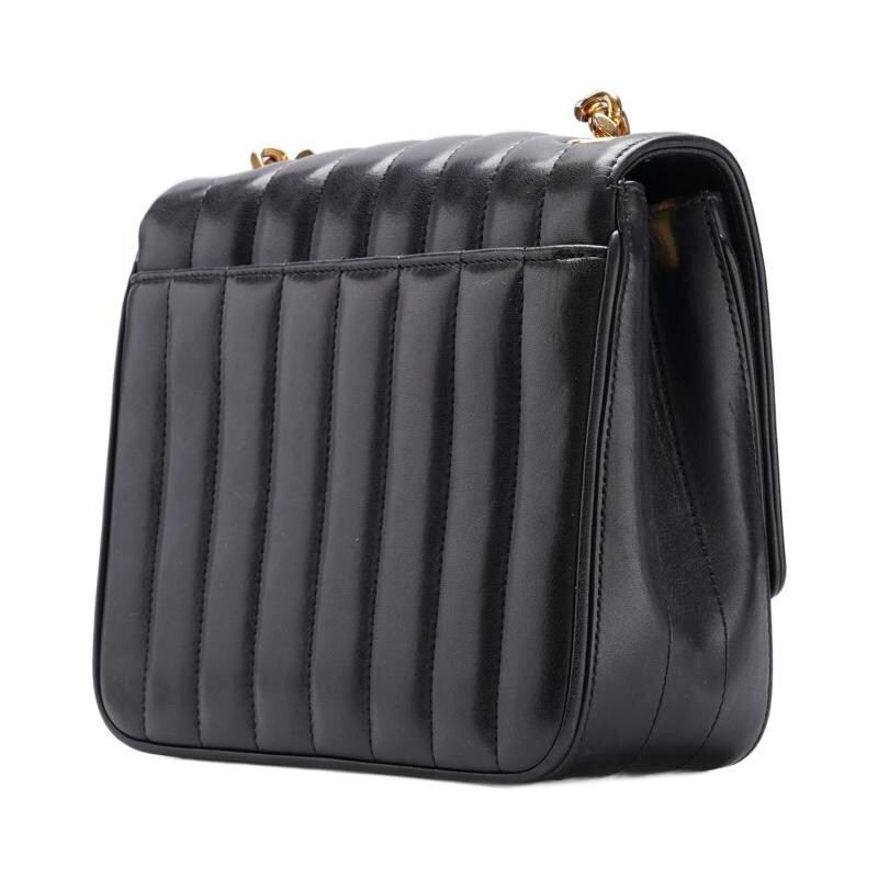 Borsa a tracolla media Saint Laurent nera Vicky catena oro