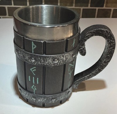 Nordic Viking Rune Mug Beer Tankard Cup for Men Viking Gift Norse Decor Stainles