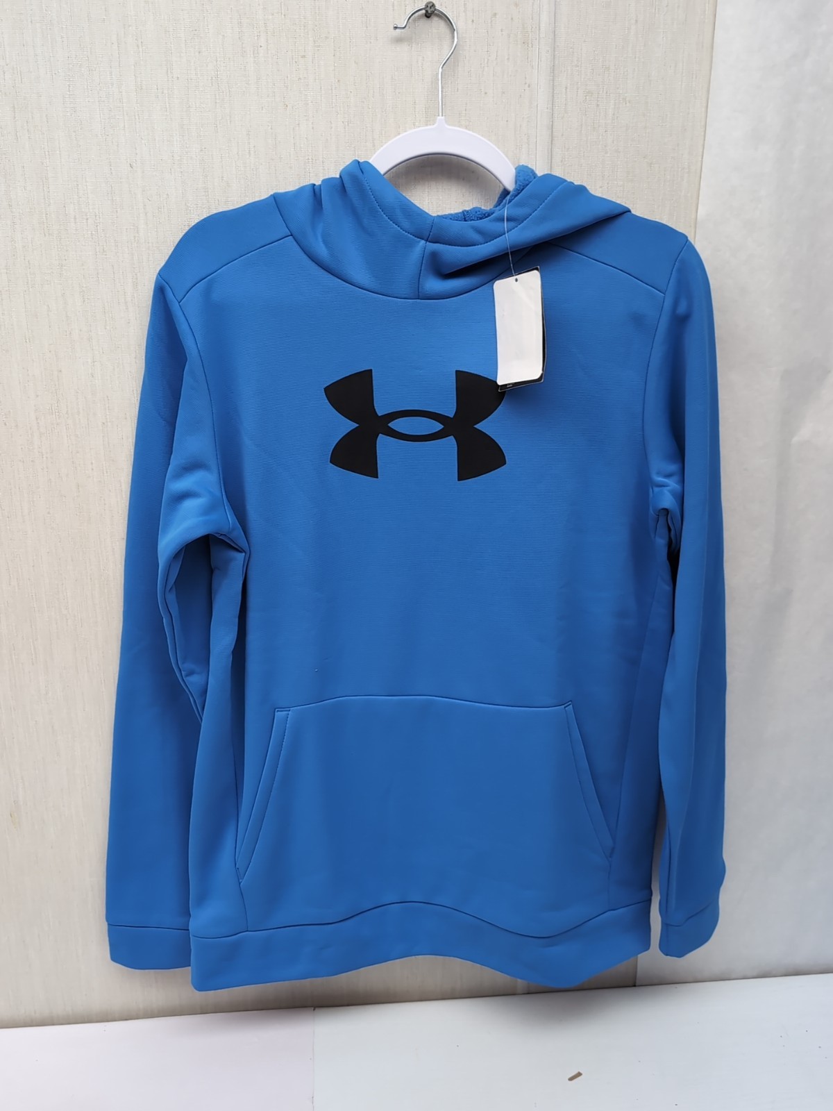 Under Armour Boy's  Fleece Big Logo Print Fill Hoodie-Size YXL Blue AM6