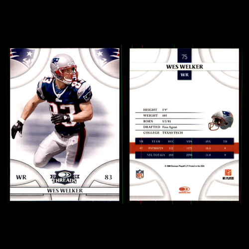 Lote de 12 tarjetas de fútbol americano Wes Welker 2008 Topps New England Patriots conjunto colección - Imagen 13 de 15