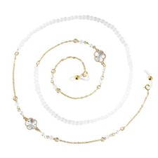 Beaded Glasses Chain for Women, Elegant Eye Glasses Holders Around Neck, White