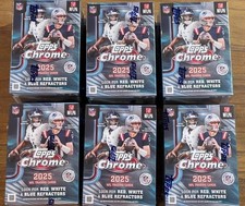 Lot of (6) 2025 Topps Chrome NFL Blaster Boxes Factory Sealed In Hand Fast Ship