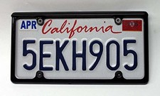 Automotive Size License Plate Frame Black Finish with White LED to Light up L...