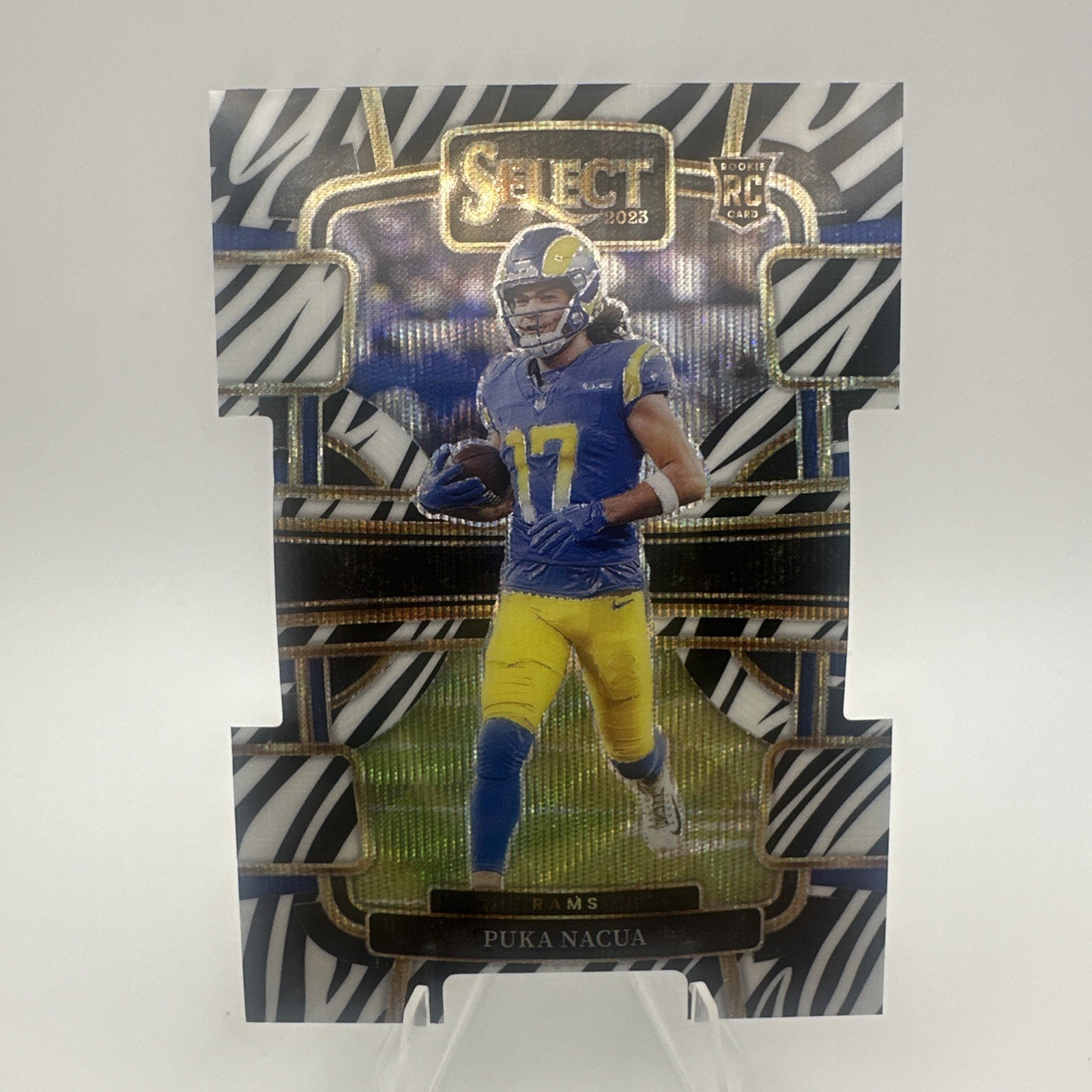 2023 Panini Select - Concourse Puka Nacua #56 Zebra Prizm Die-Cut (RC)