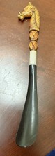 Vintage Horse Head Shoehorn Made in Hong Kong Faux Horn Mid Century Equestrian