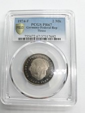 Pcgs Pr67 1974-F West Germany 2 Mark Proof Silver Coin Heuss