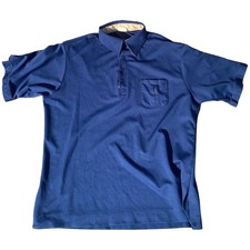 Vintage King Louie Men L Bowling Polo button Navy Blue short sleeve shirt