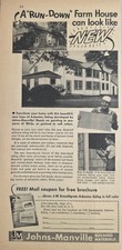 1951 Print Ad  Johns-Manville Fireproof Asbestos Siding White Farm House NY,NY