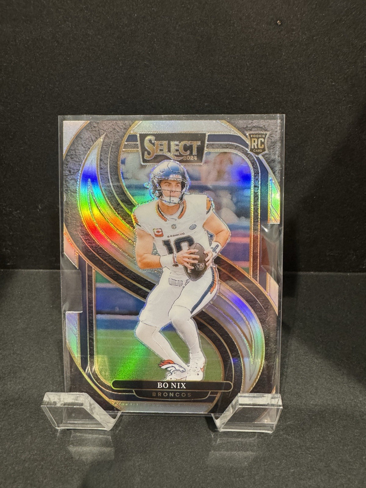 2024 Panini Select - Premier Level Bo Nix #117 Silver Prizm Die-Cut (RC)
