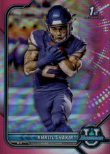 2021-22 Bowman University Khalil Shakir #1 Chrome Pink Boise State Broncos 2J