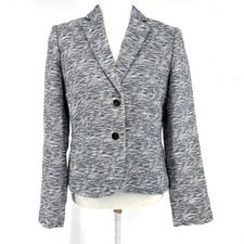 Calvin Klein Women's 8 Blue Textured Short Single Breasted Lined Blazer Jacket