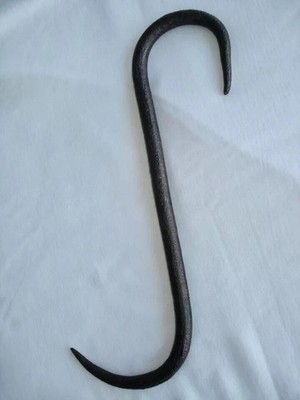 Antique Wrought Iron S Style Hook Meat Beam Game Hook Butchers Bacon Hook 15''
