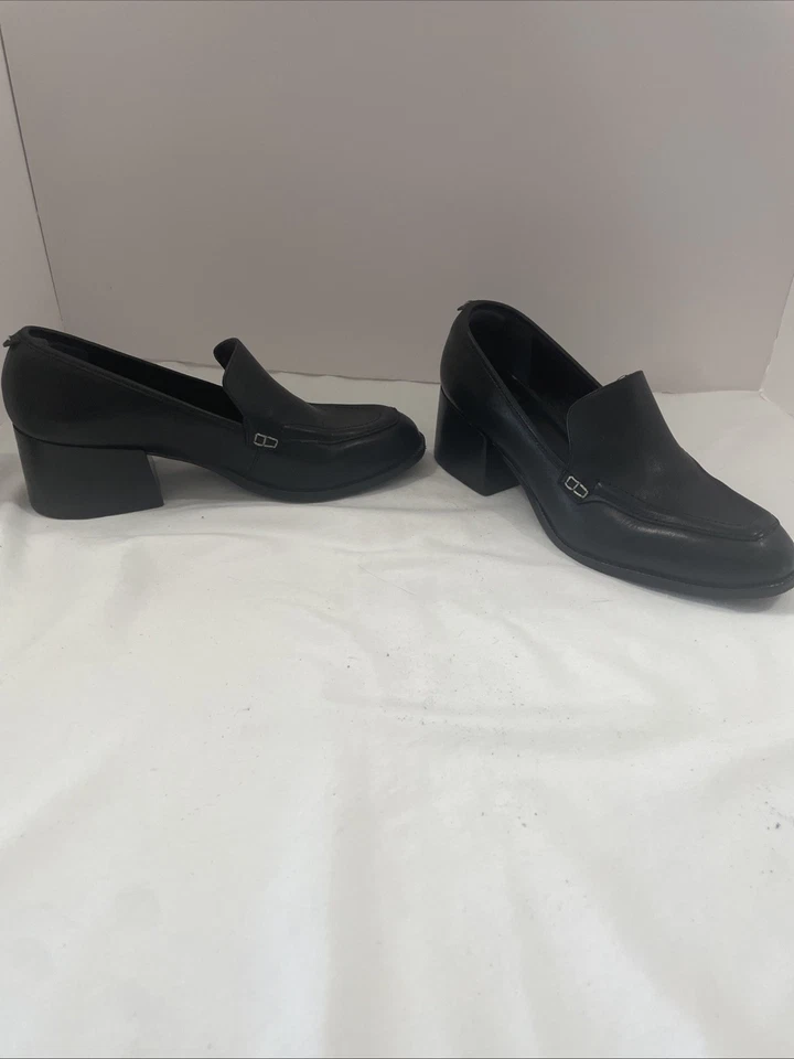 Mocassim Bernardo Feminino Eryn Pumps Salto Bloco Couro Preto Tamanho 8.5M - Imagem 3 de 4