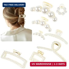 Pearl Hair Accessories for Women - 8PCS Claw Clips for Thick and Thin Hair, Barr