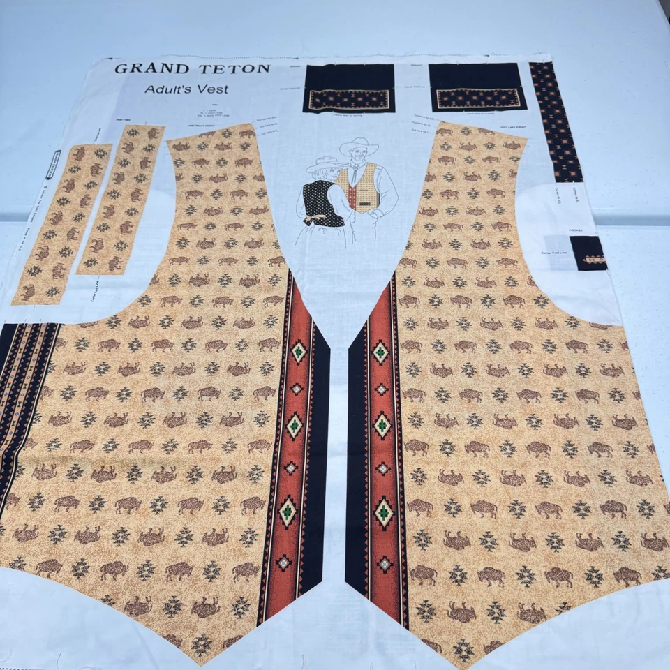 Panel de tela cranston algodón grand teton adulto chaleco safari animal temático Foto 2 de 4