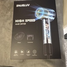 SNUGLUV High Speed Hair Dryer Black Diffuser Concentrator Low Noise LED Screen