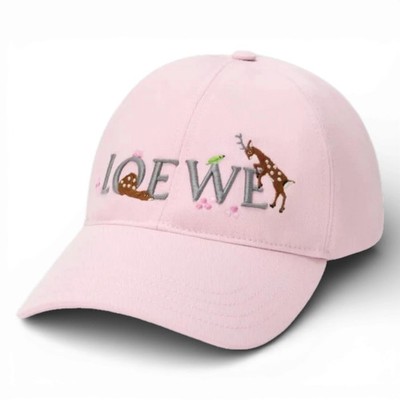 LOEWE x Suna Fujita Deer Motif Embroidery Cotton Canvas Adjustable Cap Blossom