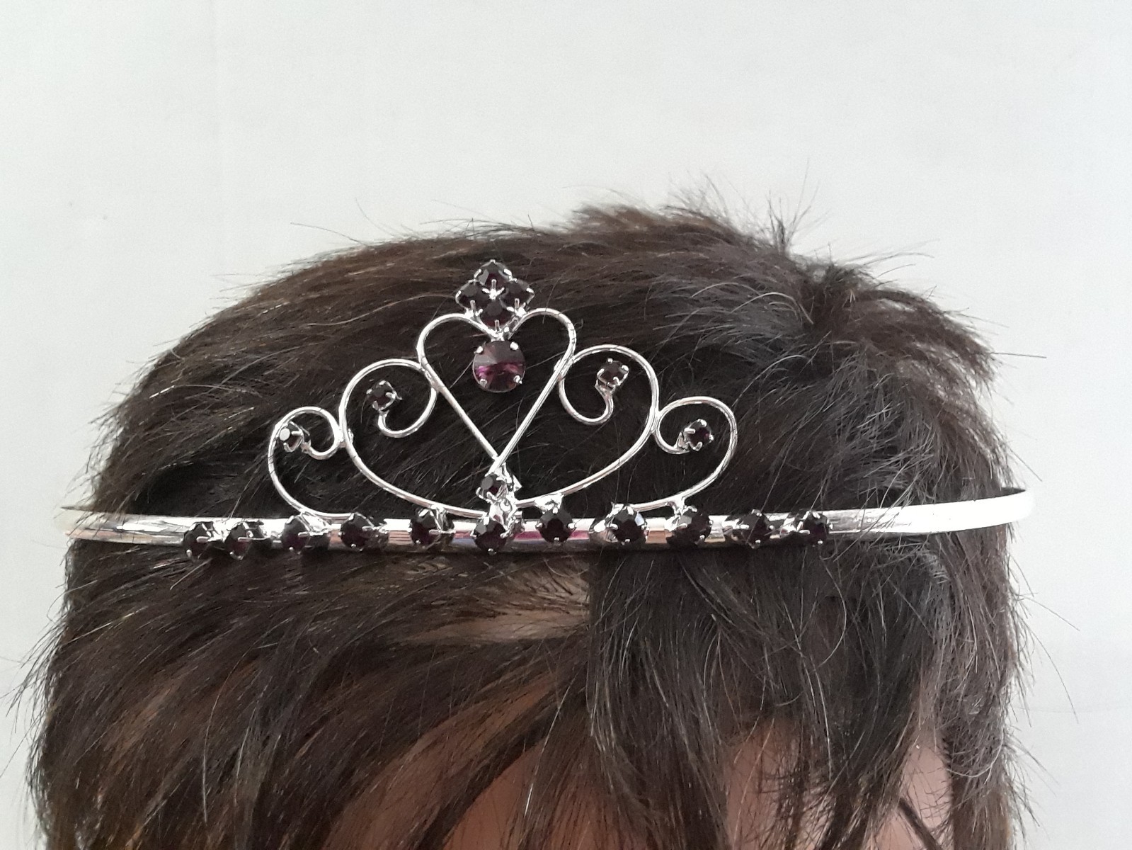 Princess Tiara Bridal Purple Rhinestone Delicate Headwear for Party