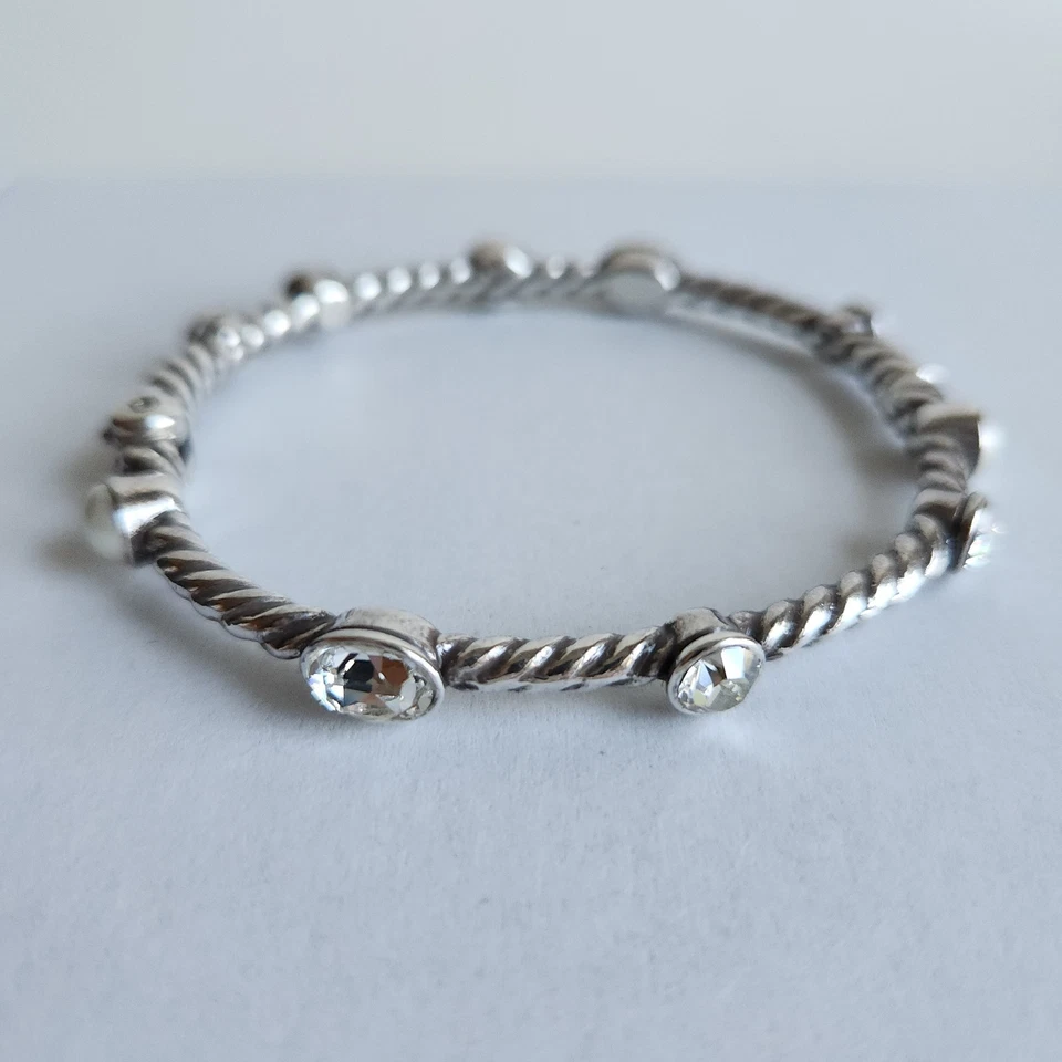 Pulseira articulada estação cristal corda prata pérola Brighton Monte Carlo - Imagem 4 de 4