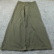 American Eagle Pants Womens 16 Green Chino High Rise Baggy Wide Leg Stretch Flex