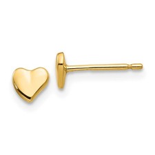 4mm Solid Heart Post Earrings in 14k Yellow Gold