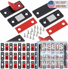 Ultra Thin Magnetic Cabinet Catch - Strong Stainless Steel Door Latch w Adhesive