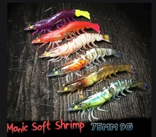 Manic Shrimp Soft Bait Lure Salmon Bass 3D Concept Jig 75mm 8.8g 2/0