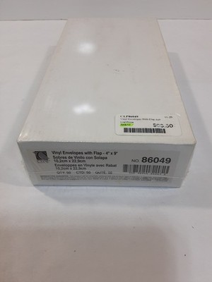 C-LINE PRODUCTS 86049 Vinyl Envelope With Flap Clear 4x9'' PACK OF 50 NEW