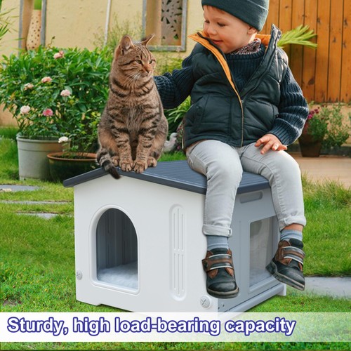 Plastic Cat House for Outdoor Indoor Use, Feral Cat House with Escape Door an... - Picture 8 of 8