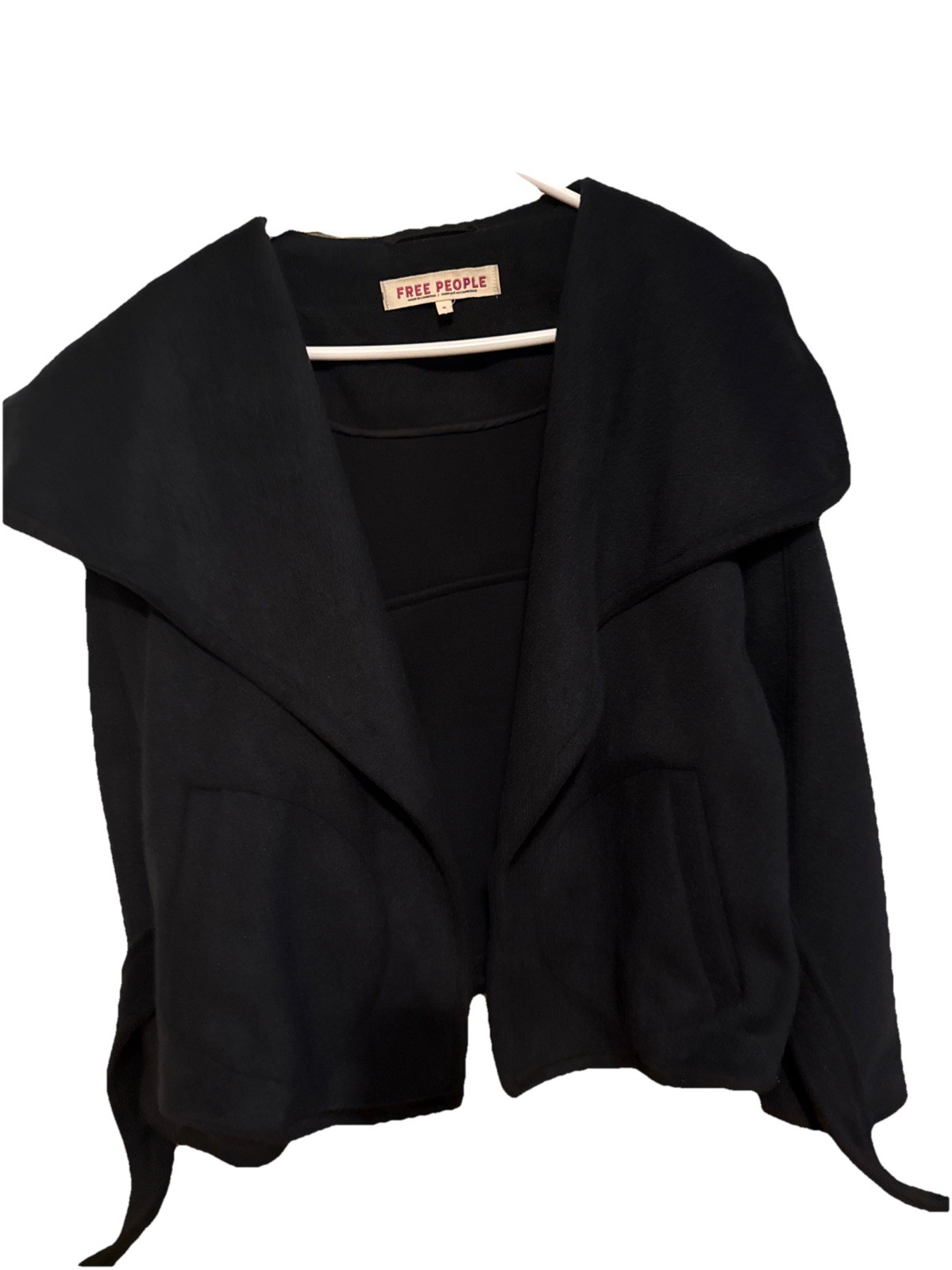 Free People Mina Jacket Solid Black Oversized Col… - image 3