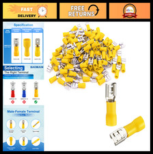 1/4" Female Quick Disconnect Spade Terminals - Insulated Crimp Connectors 12-10