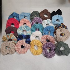 Bulk Assorted Bundle 25 Piece Lot Mixed Color Handmade Crochet Scrunchies