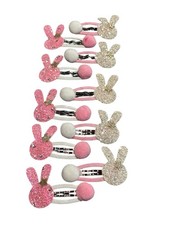 NEW hair accessories set of 10 girls bunny hair clips pink white