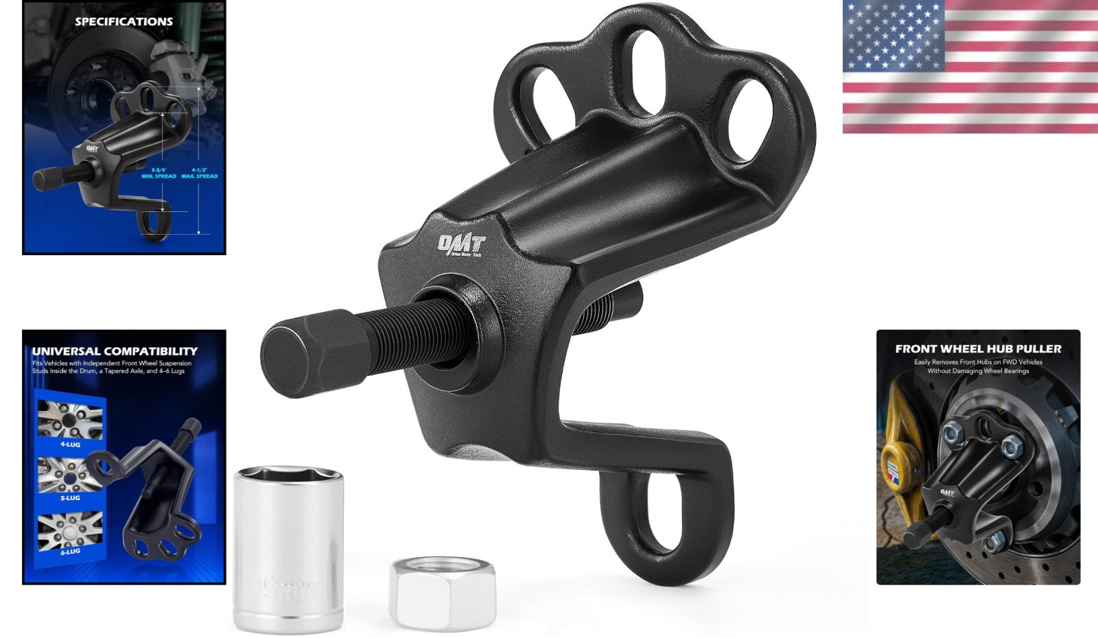 Compact Wheel Hub Puller Set with Forcing Bolt & Socket - Automotive Essential thumbnail 2