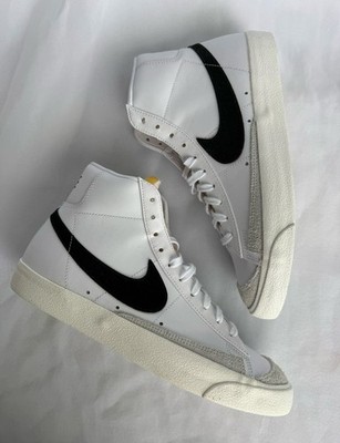 10 MEN S NIKE BLAZER MID 77 WHITE BLACK CZ1055-100 SNEAKERS REFURBISHED