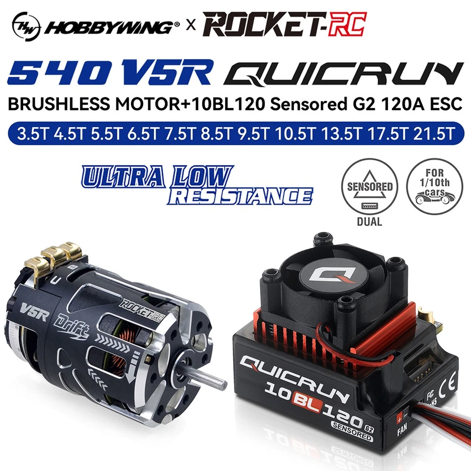 Hobbywing QUICRUN G2 120A ESC 540 Sensored Brushless Motor für 1/10 1/12 Autos - Bild 2 von 4