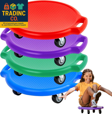 4 Pieces Sports Scooter Board with Handles, Sitting Scooter Board with Universal