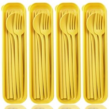 ELANE 4 Sets Reusable Travel Utensils Set with Case,Camping Cutlery Set Reusa...