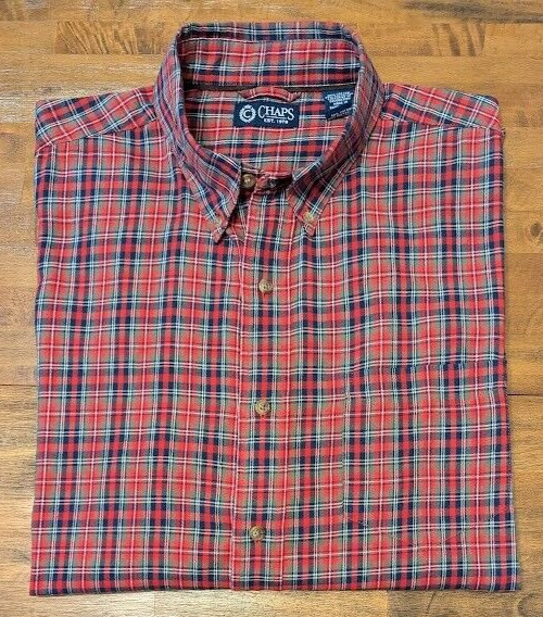 CHAPS BUTTON DOWN PLAID LIGHTWEIGHT BRUSHED COTTO… - image 1