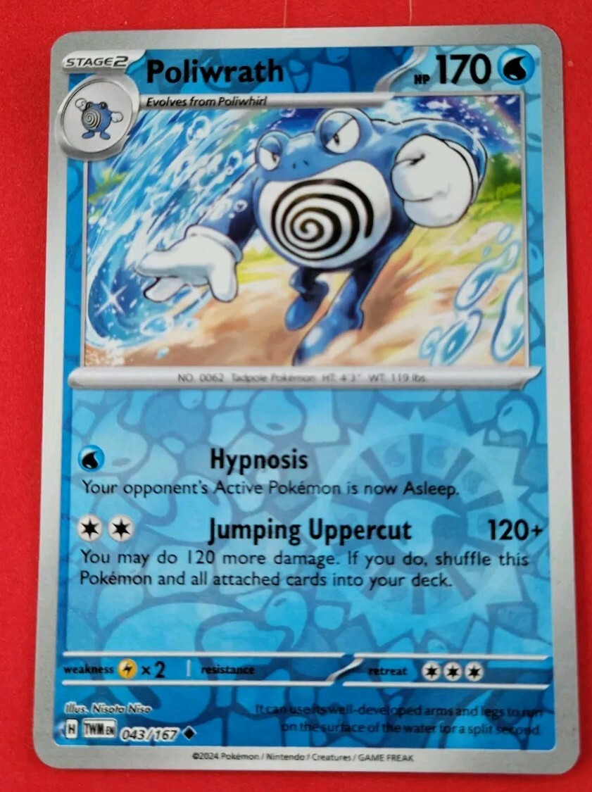 Poliwrath HP170 2024 Reverse Holo Pokemon Card No. 043/167 Poliwrath HP170 2024 Reverse Holo Pokemon Card No. 043/167