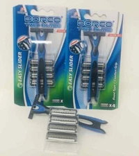2 x DORCO Twin Blade Razor Set Extra Cartridge Refill Men Shaving Razor