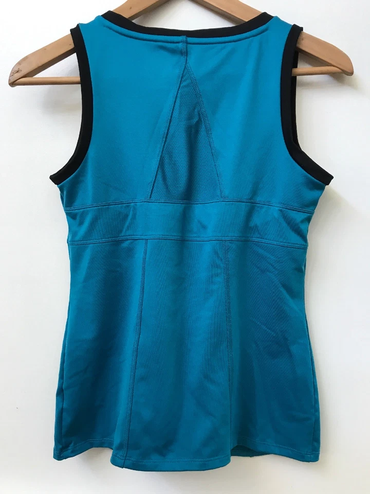 K-Swiss Womens Small Sleeveless Athletic V Neck Tank Top Blue Black Shelf Bra - Image 4 of 4