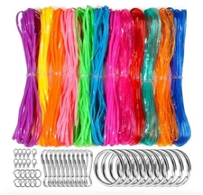 Bracelet String Kit 12 Colors Plastic Lanyard String Lacing Cord Bright Glitter