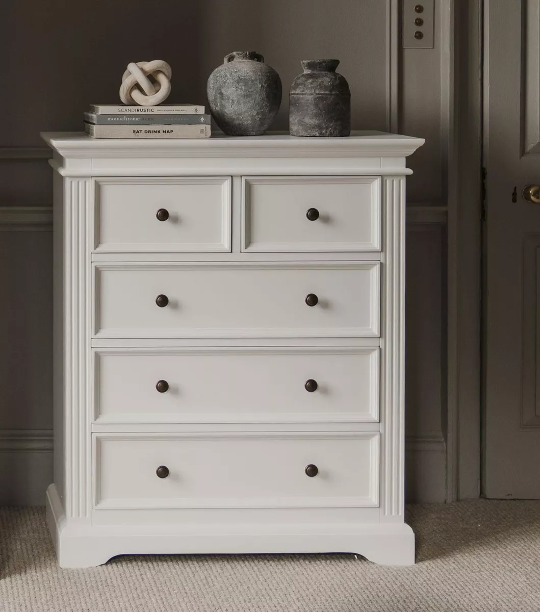 Gainsborough white chest of drawers large solid 2 over 3 chest FULLY ASSEMBLED