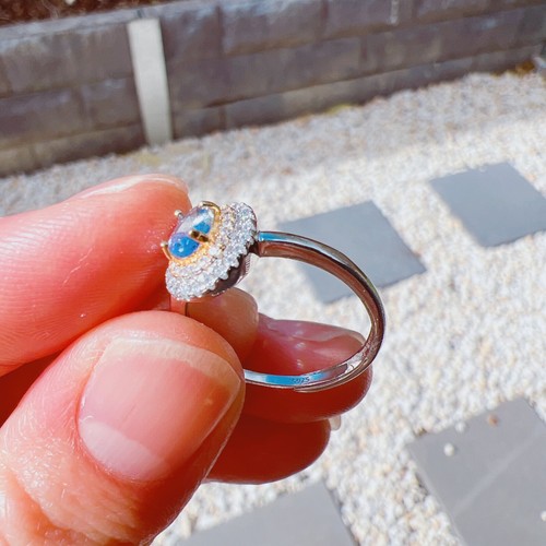 Beautiful Good Quality Natural Blue Topaz S925 Ring, Adjustable Size - Picture 7 of 7