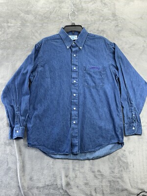 VTG Camel Denim Button Down Long Sleeve Collared Shirt USA Made Adult Large